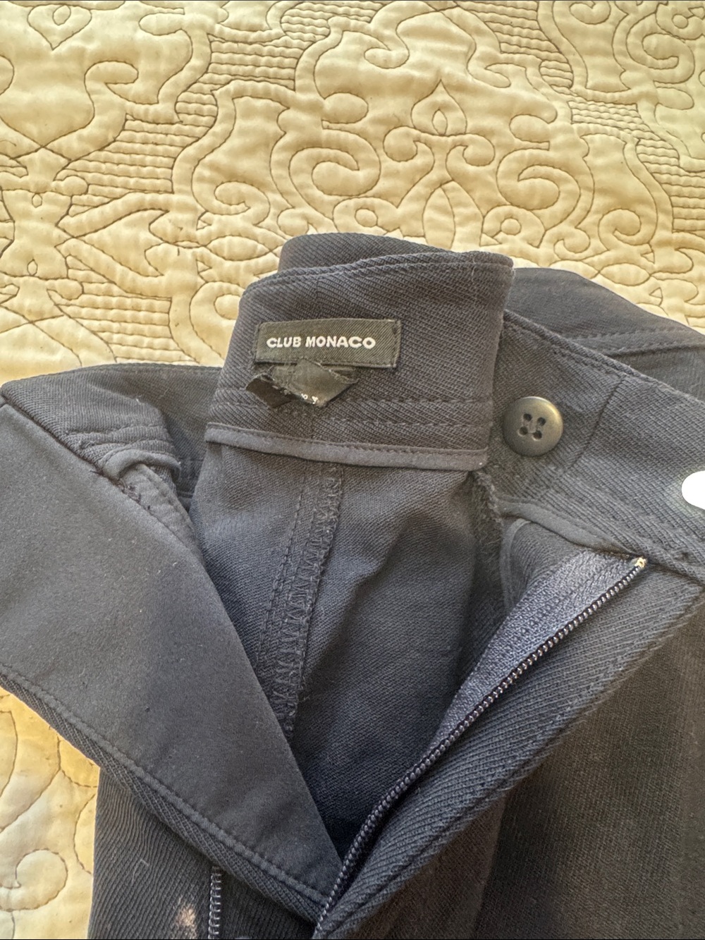 Club Monaco Navy Zip-Front Pants
